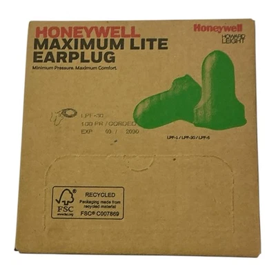 Tapones para los oídos de espuma con cable Howard Leight Honeywell LPF-30 VERDE 100 pares con cable Foto 1 de 4