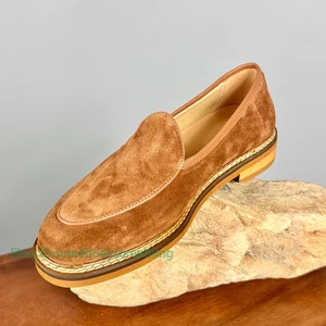 Mocasín sin cordones de cuero de vaca de gamuza real para hombre informal zapatos planos de negocios zapatos de fiesta - Imagen 1 de 25