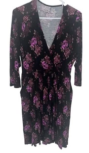 Abito donna torrido super morbido maglia surplice skater taglie forti 0 o 12 nero viola - Foto 1 di 6
