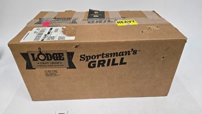 Parrilla de barbacoa estilo Hibachi de hierro fundido Lodge Wildlife Sportsman de 1990 con caja Foto 1 de 4