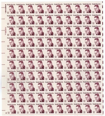 Scott #1860 Ralph Bunche Sheet of 100 Stamps - MNH P#6 LL - Image 1 of 3