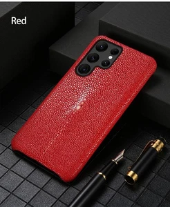 For Samsung Galaxy S24 Ultra S23 Genuine Stingray Leather Case Pearl Fish Cover - Picture 1 of 17