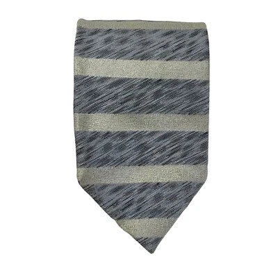 Corbata de seda Fratelli Moda para hombre gris y beige patrón de rayas horizontales talla 4" X 60" Foto 1 de 4