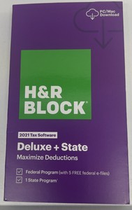 H&R BLOCK Tax Software Deluxe+State 2021 Physical Box by Mail (Key Card Code)