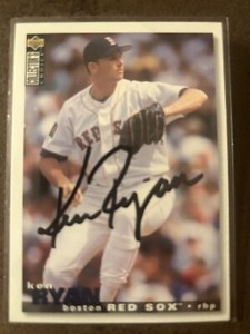 Ken Ryan - Boston Red Sox 1995 Upper Deck AUTOGRAPHED