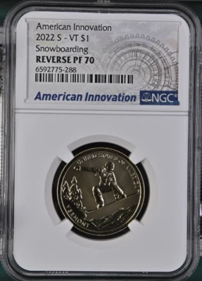 American Innovation 2022 S - VT $1 Snowboarding NGC Reverse PF 70 - Image 1 of 2