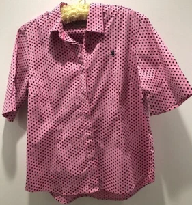 Thomas Cook Pink W Black Dot short sleeve shirt top Size 16 - Picture 1 of 8