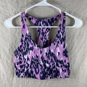 Zella Womens Purple Animal Print Racerback Stretch Elastic Waist Sports Bra Sz M - Picture 1 of 20