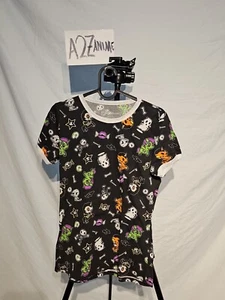 TokiDoki Halloween Kawaii Tee Size M Black And Whit Ringer Tee - Picture 1 of 4