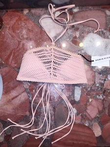 NWT $120 Robin Piccone Sophia Crochet HighNeck Bikini Swimsuit Top Womens M - Picture 1 of 5