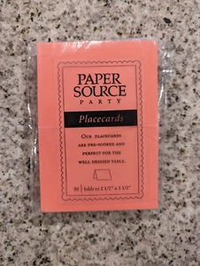 Paper Source Party Place Cards 50 Pack Papaya folds 2 1/2 by 3 1/2 - Picture 1 of 5