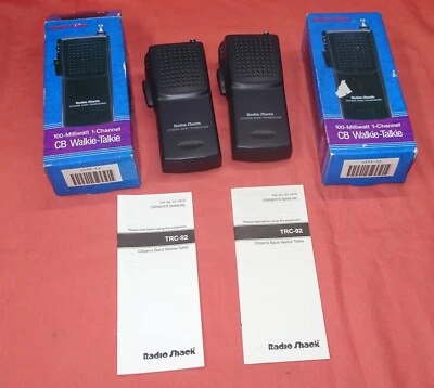 LOTE de 2 NUEVOS = Radio Shack TRC-92 WALKIE TALKIE TRANSCEPTOR DE UN CANAL 21-1614 Foto 1 de 4