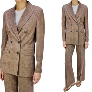 Tuta donna estiva lino pizzo risvolto formale business ufficio casual pantaloni tute - Foto 1 di 8
