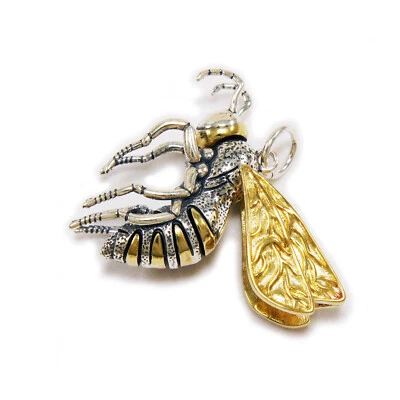 COLGANTE CON DIJE GÓTICO MOTOCICLISTA PLATA ESTERLINA 925 LATÓN ABEJA MIEL TOU-005 Foto 1 de 4