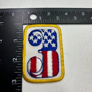 VINTAGE c 1970s USA AMERICAN FLAG # NUMBER 3 Patch Motorcycle Biker Racing 00.L - Picture 1 of 2