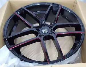2CRAVE Alloy Number 54 Custom Wheel Rim Glossy Black Red 22 inch 22x9 5x120 +32 - Picture 1 of 8