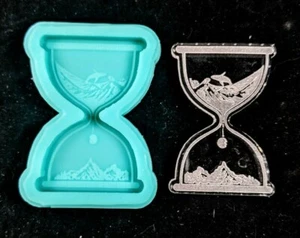 Molde de silicona grabado de reloj de arena brillante para olas y montañas - joyería de resina brillante - Imagen 1 de 3