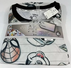 NWT Disney 100 Women's 2pc Family Sleep Pajama Set Sz XL Soft Lightweight - Picture 1 of 5