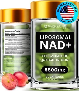 NAD+ Supplement for anti-aging energy focus & nicotinamide riboside resveratrol - Picture 1 of 9