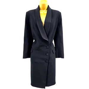 Karen Millen UK 12 (US8) Stunning Black Tailored Tuxedo Wrap Jacket Blazer Dress - Picture 1 of 14