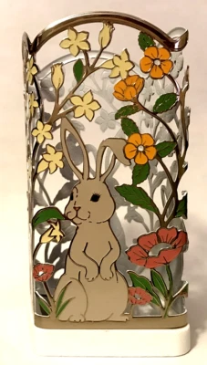 EASTER BUNNY GARDEN FLOWERS SOAP HOLDER BATH BODY WORKS SILVER METAL SPRING - Image 1 of 4