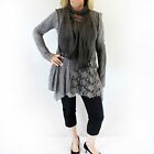 NEW Jessica Taylor Plus Charcoal Lace Overlay Sheer Scarf Tunic Blouse 3X