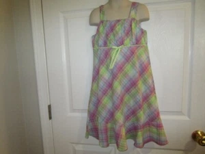 Emily West Size 8 Girls Green Purple Plaid Sundress - Picture 1 of 9