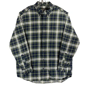 Eddie Bauer Button Down Men’s L Tall Shirt Long Sleeve Soft Flannel Blue Plaid - Picture 1 of 11