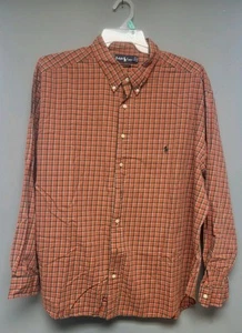 Polo Ralph Lauren Mens 3XB Classic Fit Long Sleeve Button Up Shirt Orange Plaid - Picture 1 of 9