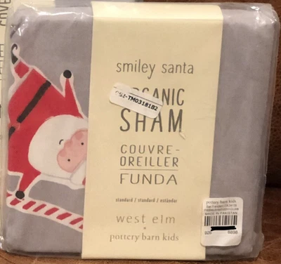 NUEVO West Elm x Pottery Barn Kids Smiley Santa Standard Sham, Navidad Foto 1 de 2