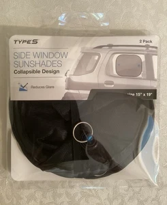 TypeS 2-Pk. Seitenfenster Sonnenschutz 15” x 19” zusammenklappbares Design - NEU - Bild 1 von 2