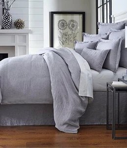 Southern Living Heirloom Linen Full/Queen Duvet Cover & Euro Shams Gray $289 NWT - Picture 1 of 11