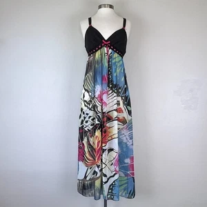 Dress M Babydoll Bow Sheer Chiffon Butterfly Boho Fairycore Eclectic Whimsical - Picture 1 of 12