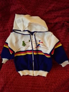 Vintage Kinder Ski Pullover Reißverschluss Kapuze 24 Monate Made In Philippines ENTZÜCKEND!! - Bild 1 von 8