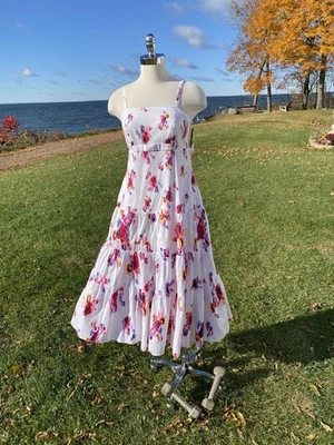 Nuevo con etiquetas Vestido Prabal Gurung Blanco En Niveles con Rosa Púrpura Floral JCPenny Mujer Talla 6 Foto 1 de 4