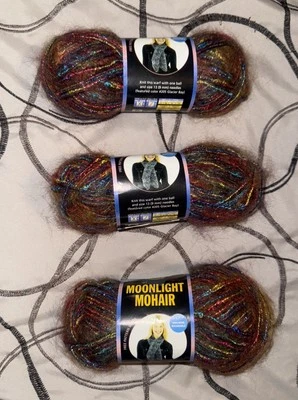 NEW!  Lion Brand Yarn Moonlight Mohair 3 Skeins Rainbow Falls Matching Numbers - Image 1 of 4