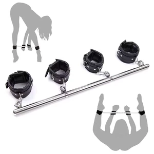Dungeon BDSM Restraint Spreader Bar with Wrist and Ankle Cuffs for Slave - Picture 1 of 15