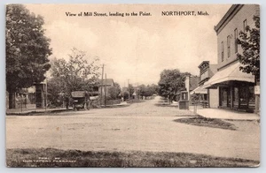 Northport MI Wanted? Poster on Tree~Furniture? on Sidewalk~Chauffeur by Car RPPC - Picture 1 of 2