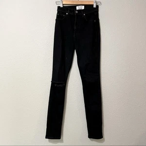 Reformation Black High Rise Skinny Jeans Distressed Womens 23 Denim Casual Fall - Picture 1 of 7