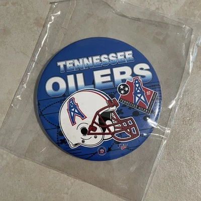 NFL Tennessee Oilers Button 3,5” Vintage Anos 90 Titans McNair Houston Nashville - Imagem 1 de 3