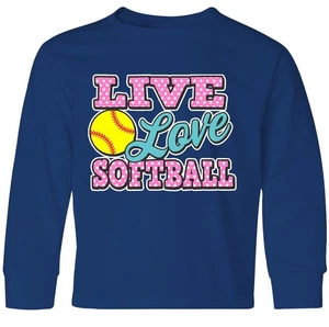 Inktastic Live Love And Softball Youth Long Sleeve T-Shirt Sports Season Player - Picture 1 of 4