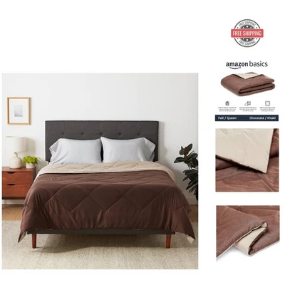 Lujoso Edredón Ligero Reversible Completo/Queen, Estilo Chocolate/Caqui Foto 1 de 4