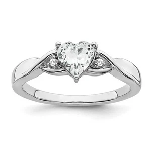 Sterling Silver Rhodium-plated White Topaz and Diamond Ring Size 6 - Picture 1 of 2