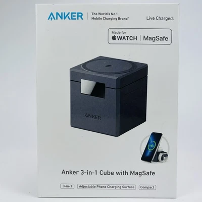 Brand New Anker 3-in-1 Cube with Magsafe - Charges iPhone, Watch, and AirPods - Image 1 of 4
