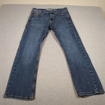 Pantalones de mezclilla Wrangler retro ajustados para hombre 32x27 azul vaquero occidental rodeo Foto 1 de 4