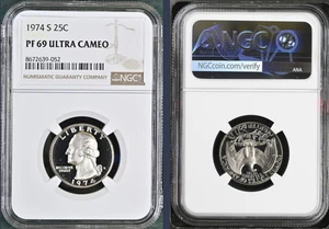1974 S WASHINGTON QUARTER 25C PF69 ULTRA CAMEO UCAM NGC *fresh slab* - Picture 1 of 1