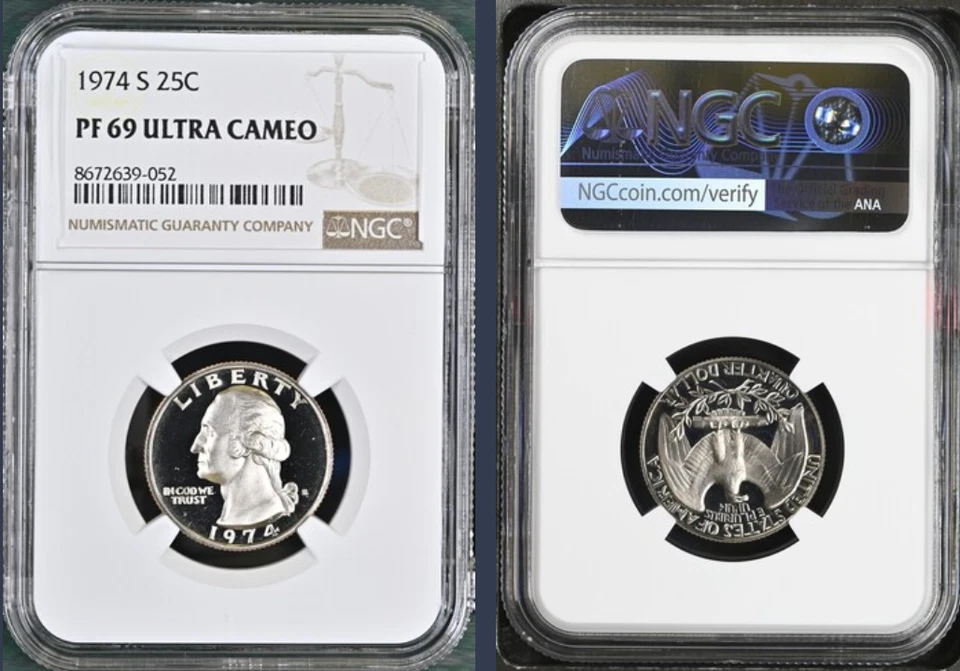 1974 S WASHINGTON QUARTER 25C PF69 ULTRA CAMEO UCAM NGC *fresh slab* - Image 1 of 1