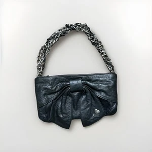 JUICY COUTURE Black Leather Chunky Chain Hobo Bow Shoulder Handbag/Purse NWT - Picture 1 of 10