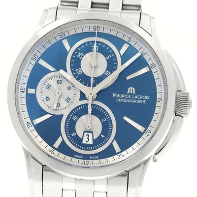 Maurice Lacroix Pontos Chronograph Men's NNavy SS Auto Date Used - Image 1 of 4
