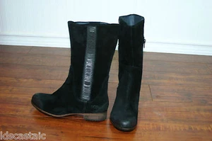 Neu UGG Annisa Damenstiefel schwarz Leder/Wildleder Holzabsatz brüniert rustikal - Bild 1 von 1